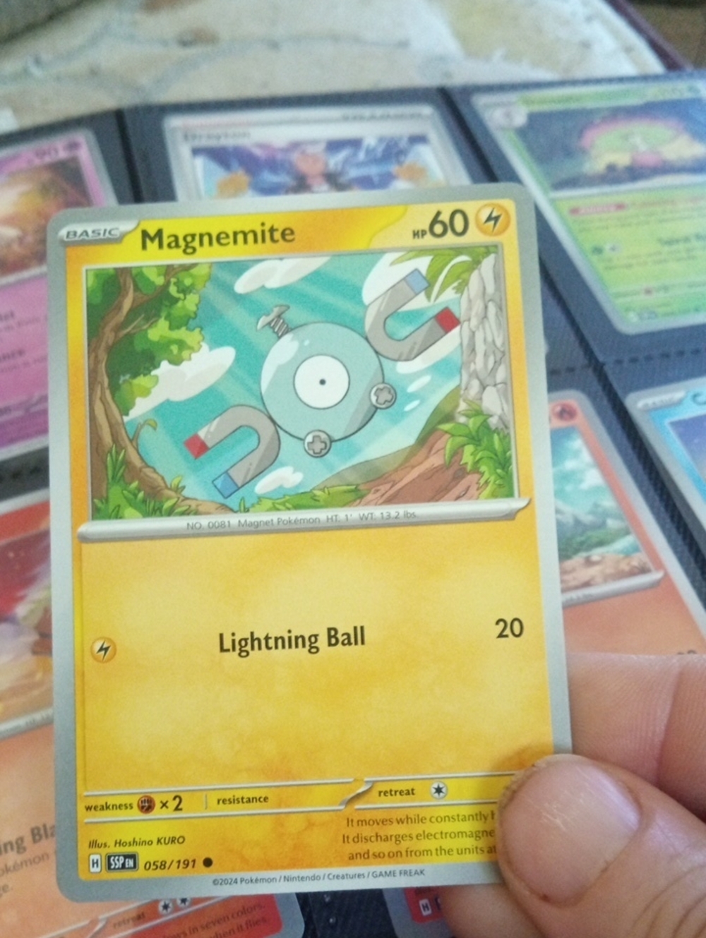 Pokemon Magnemite Card - Yellow and Blue Artwork